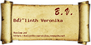 Bálinth Veronika névjegykártya